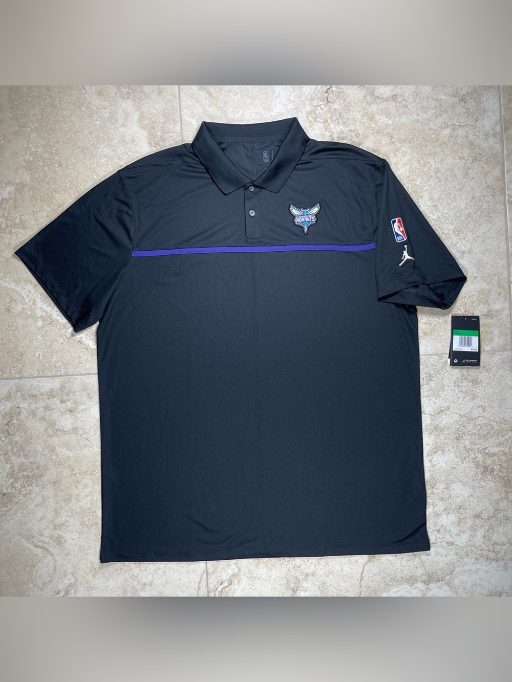 Jordan Charlotte Hornets NBA Dri-FIT Black Polo Shirt CN5893-011 Men's XL NWT